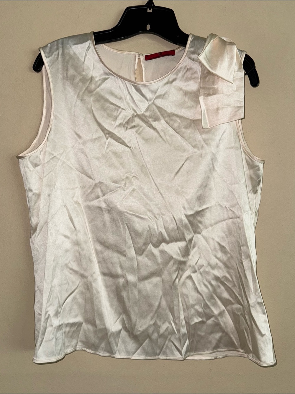 Carolina Herrera CH Ivory Cream Silk Stretch Bow Blouse Top Size 8